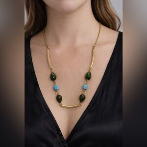 Sarah Coventry "ORIENTAL MOOD" Faux Jade and Turquoise 1976 Vintage Necklace